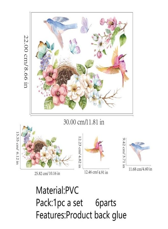 Ethanberg 3 Sheets Flowers Birds Butterflies Toilet Seat Lid Stickers, Removable Waterproof Toilet Cover Sticker Decals, Self-Adhesive Bathroom Wall Stickers, Toilets Seat Decals for WC Restroom Home Decor - Image 2